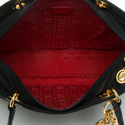 Christian Dior Nylon Cannage Large Lady Dior Tote Black Navy 5 of 6
