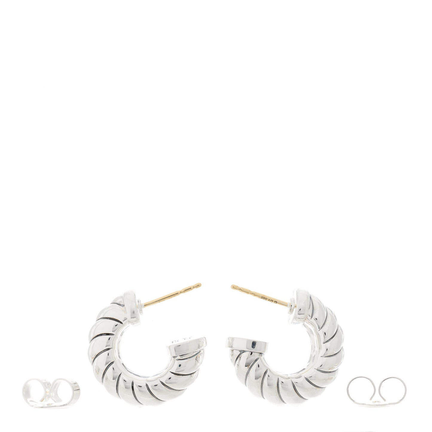 Sterling Silver Sculpted Cable Shrimp Earrings