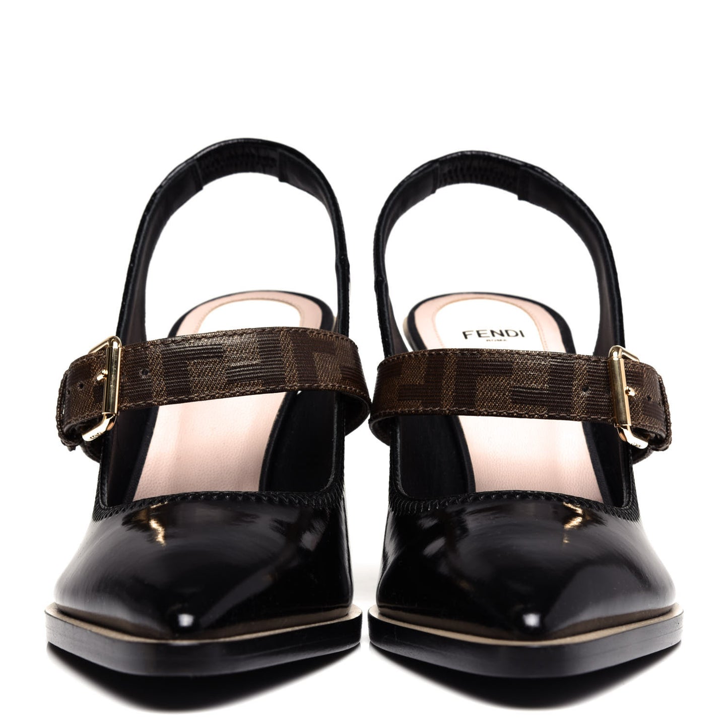 Glossy Neoprene Glazed Fabric FF FFrame Court Mary Jane Slingback Pumps 39 Black Tobacco Moro