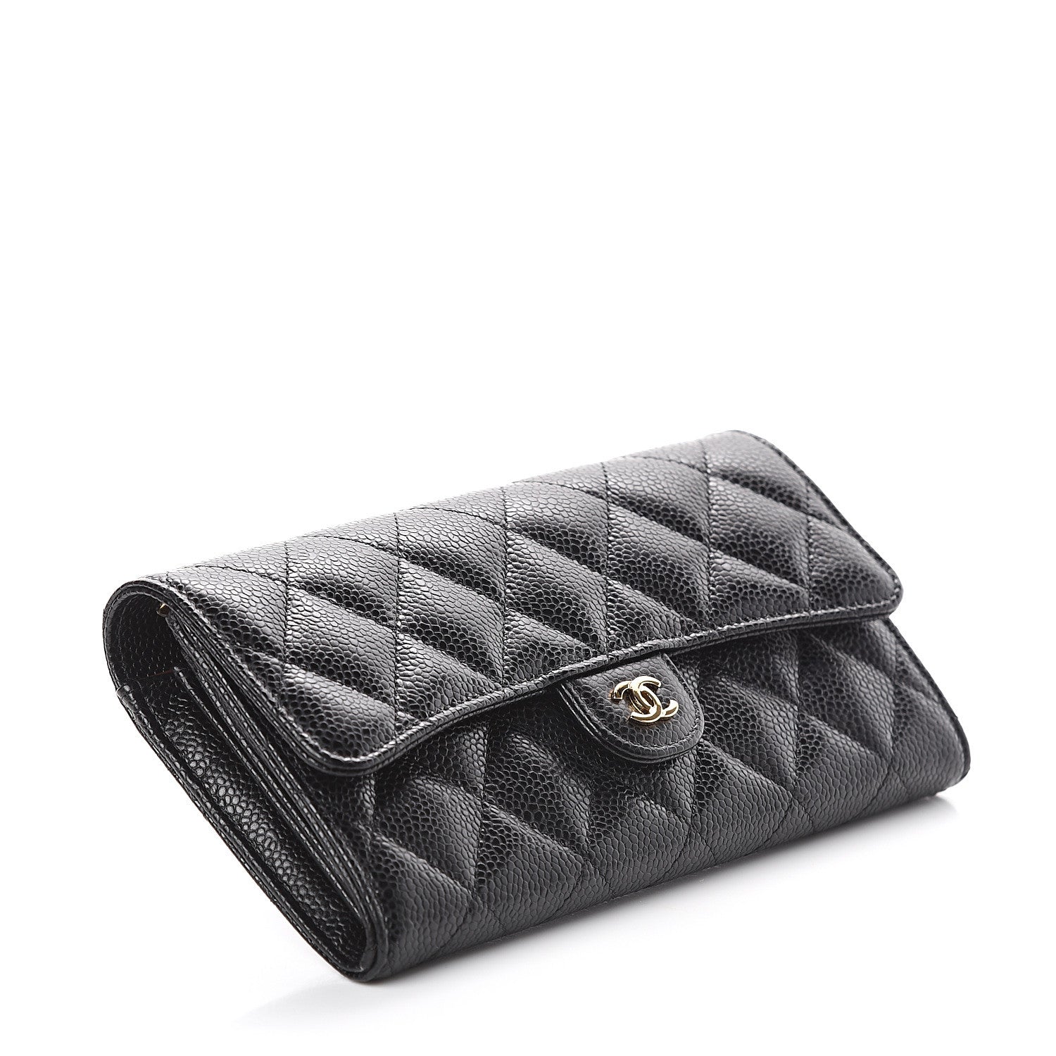 Chanel Caviar Quilted Large Gusset Flap Wallet Black 3 of 7