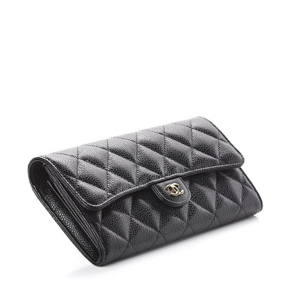 Chanel Caviar Quilted Large Gusset Flap Wallet Black 3 of 7