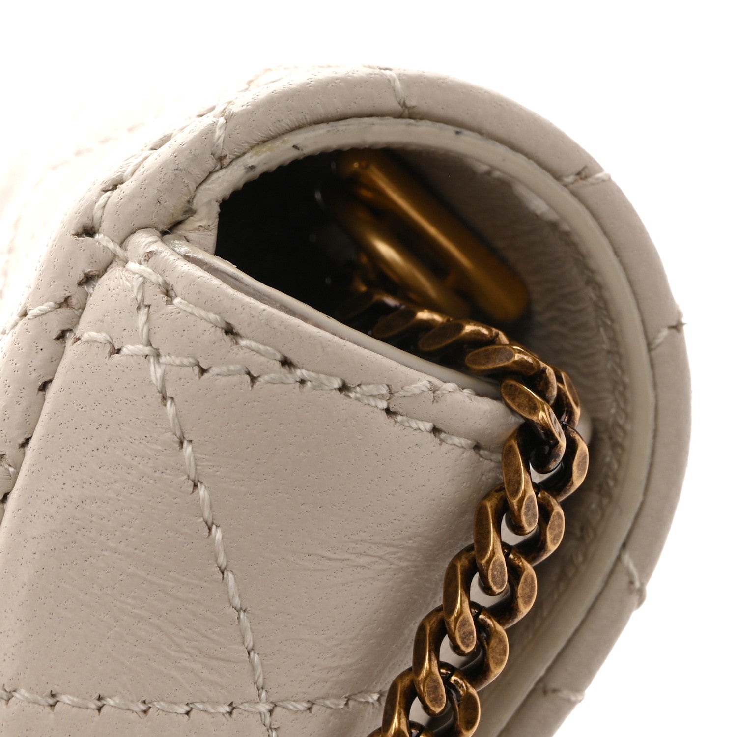 Saint Laurent Lambskin Quilted Gaby Phone Holder Crossbody Crema Soft 11 of 13