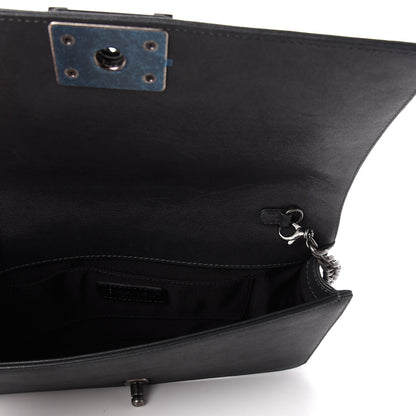 Chanel Iridescent Calfskin Embellished Double Stitch Boy Flap Black 5 of 10