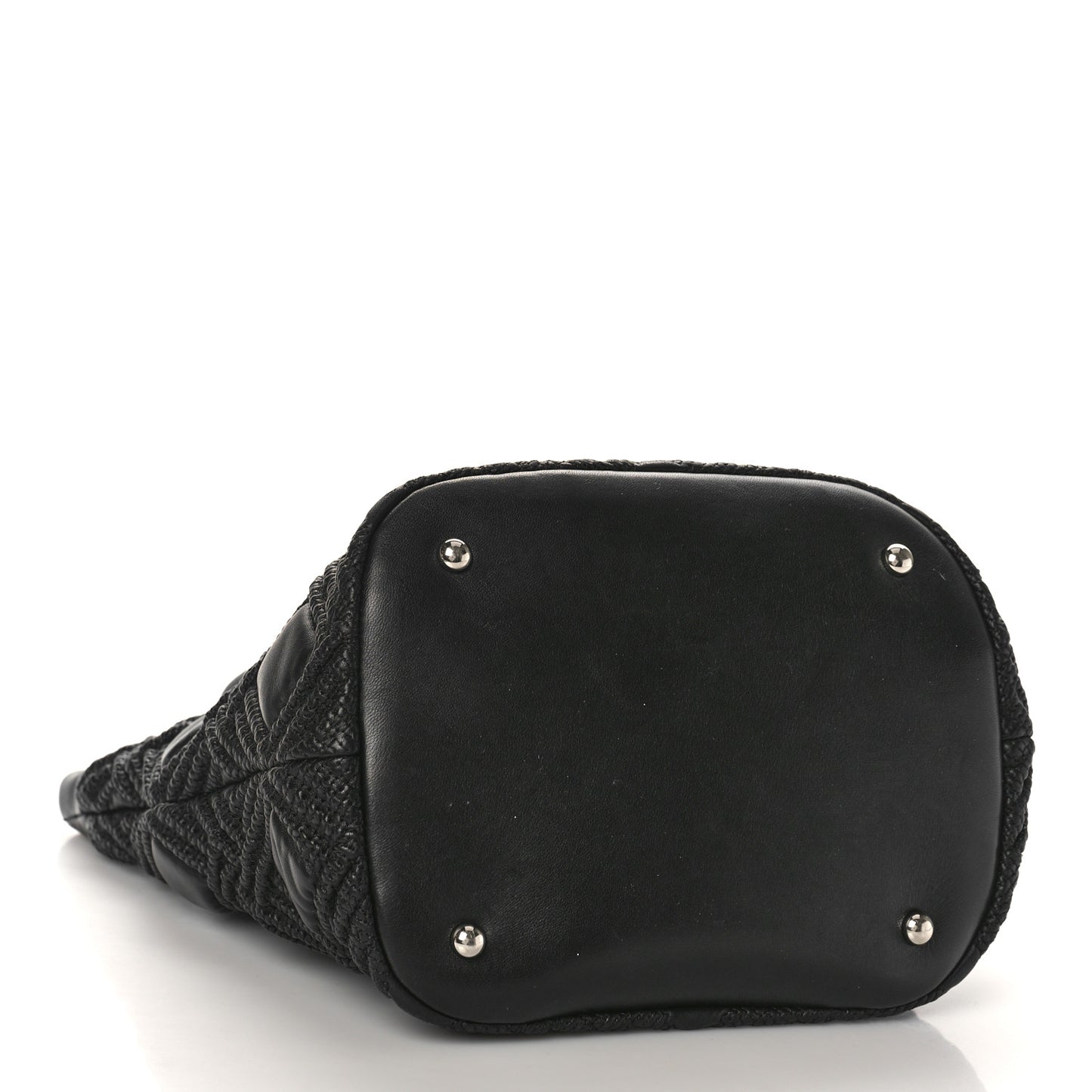 Lambskin Quilted Astrakan Drawstring Shoulder Bag Black