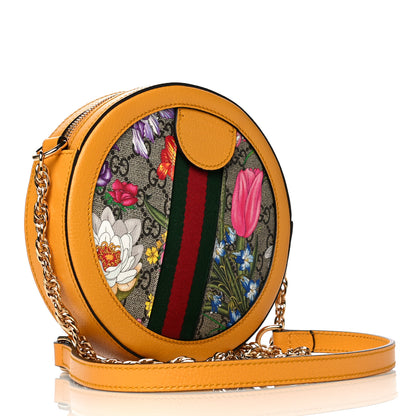 Gucci GG Supreme Monogram Flora Web Mini Ophidia Round Shoulder Bag Beige Multicolor Crop 3 of 12