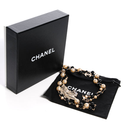 Chanel Swarovski Crystal CC Feather Pearl Necklace 7 of 7