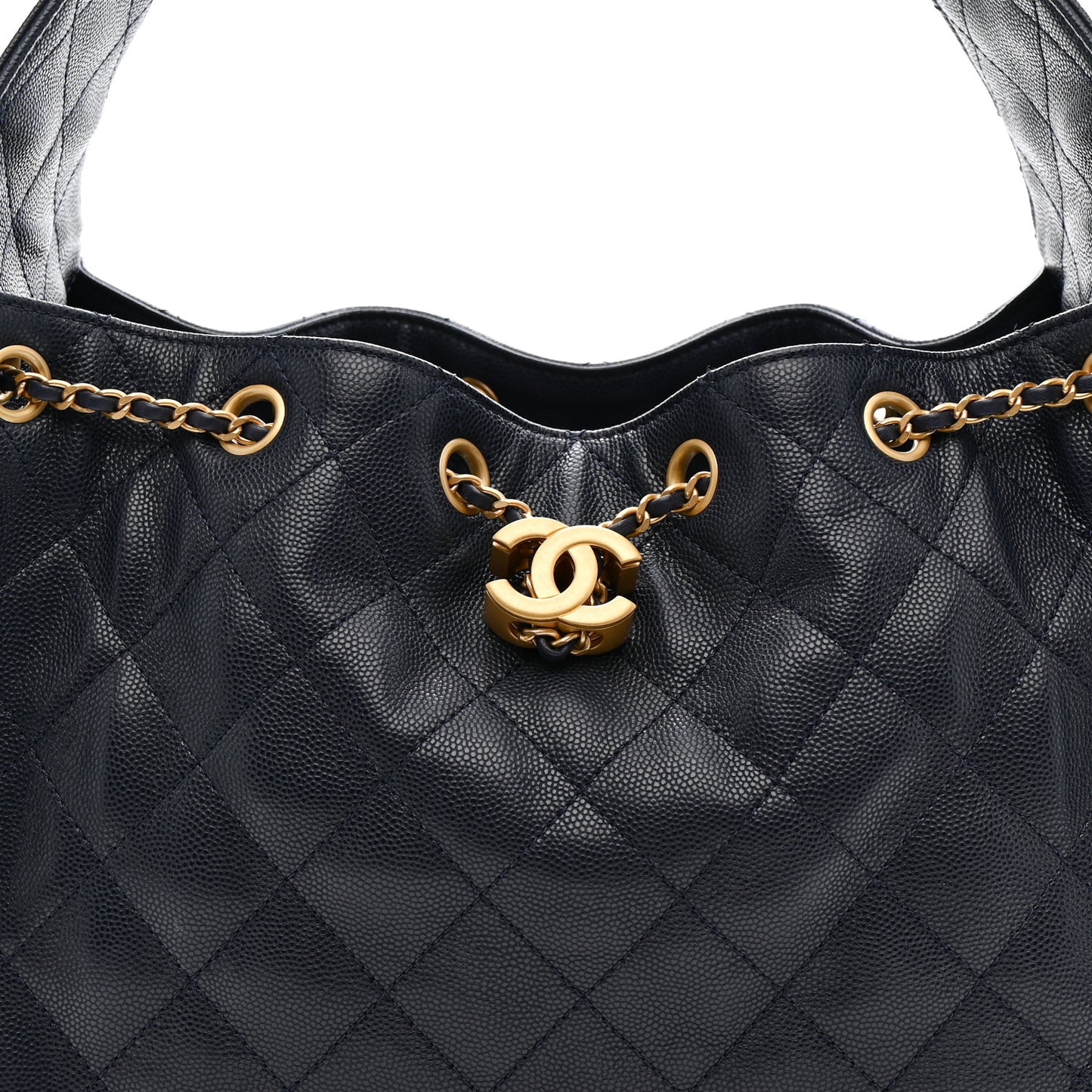 Caviar Quilted Small Chanel 25 Handbag Dark Navy