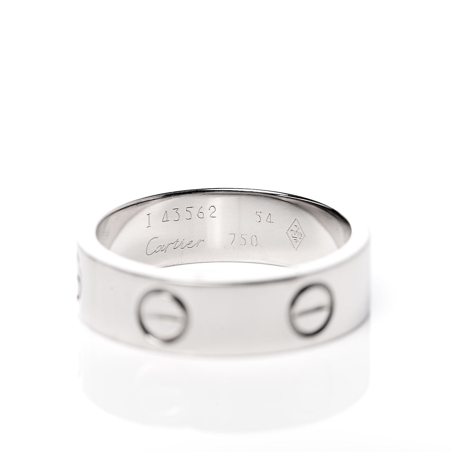 18K White Gold 5.5mm LOVE Ring 54 6.75