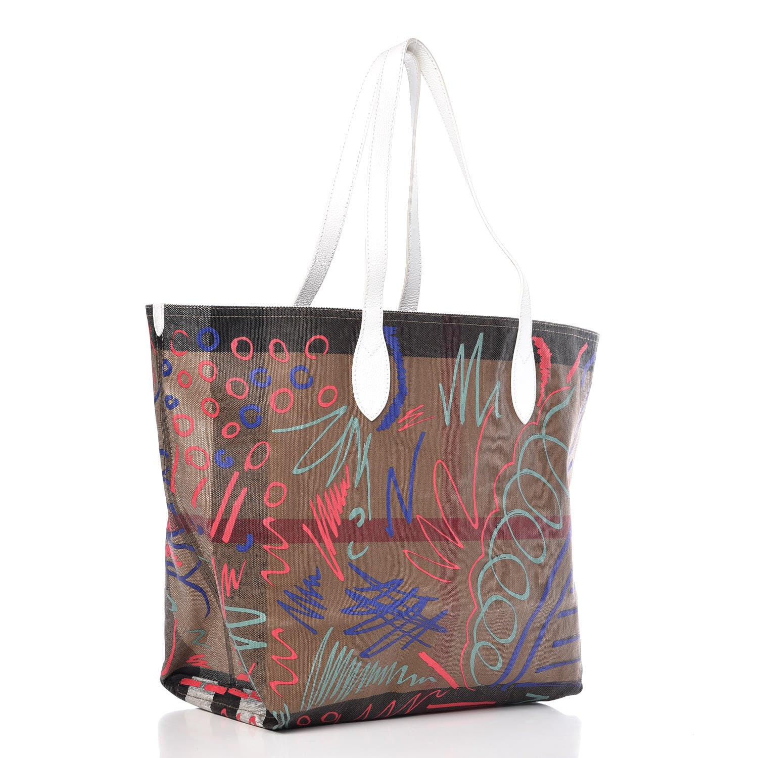 Burberry Coated Canvas Mega Check Sketchbook Large Reversible Doodle Tote White 4 of 12