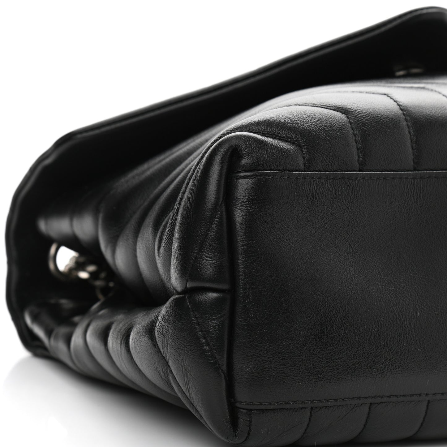 Calfskin Y Quilted Monogram Medium Loulou Chain Satchel Black