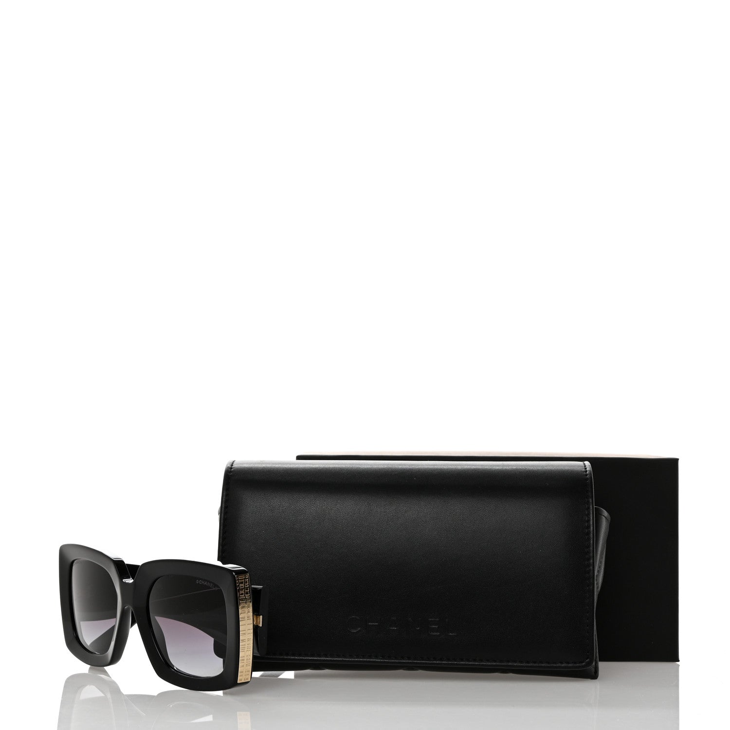 Chanel Acetate Rectangle Sunglasses 5435 Black 8 of 8