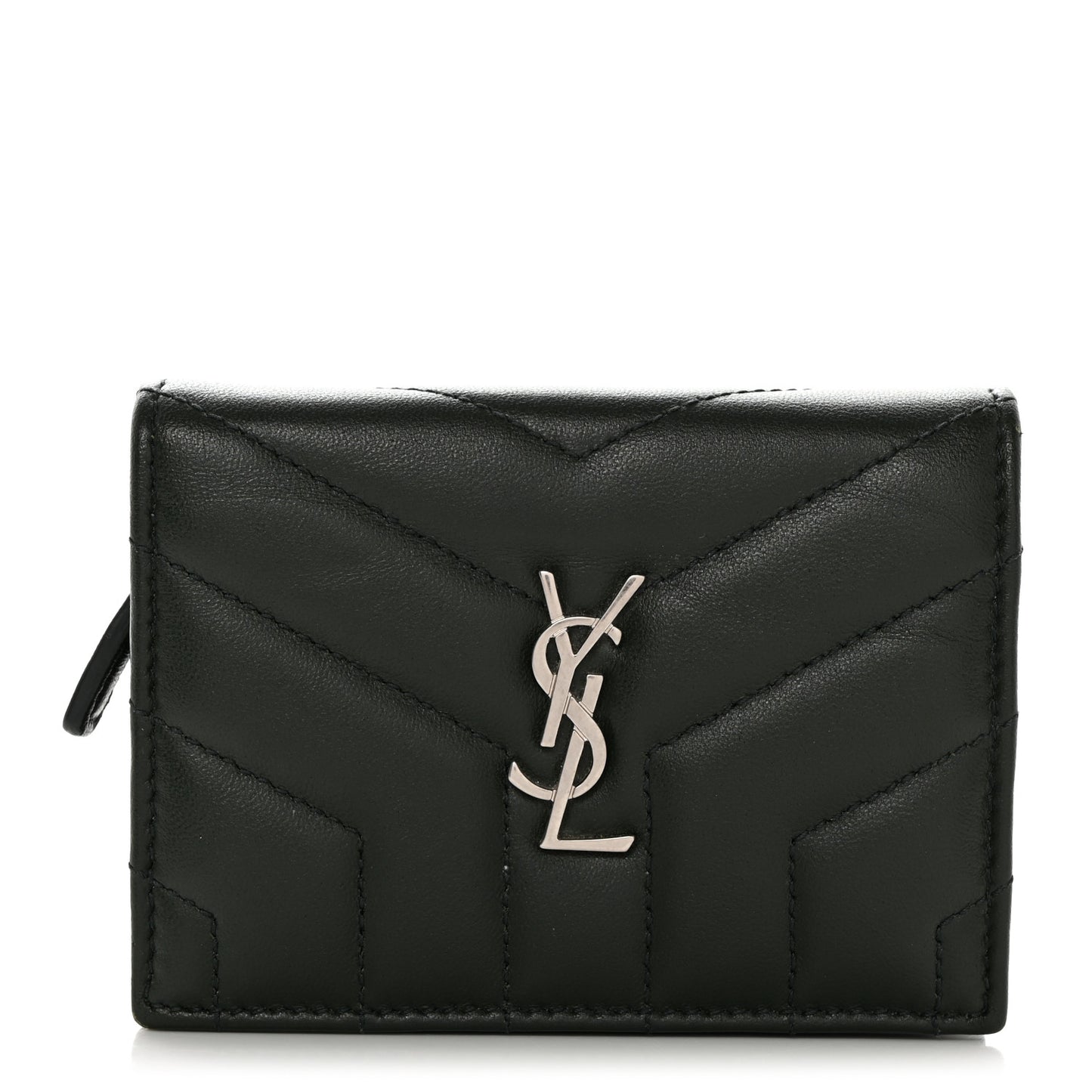 Lambskin Y Quilted Monogram Loulou Flap Wallet Olive