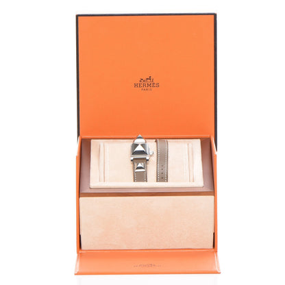 Hermes Stainless Steel Swift 16mm Medor Double Tour Quartz Watch Etoupe 11 of 11