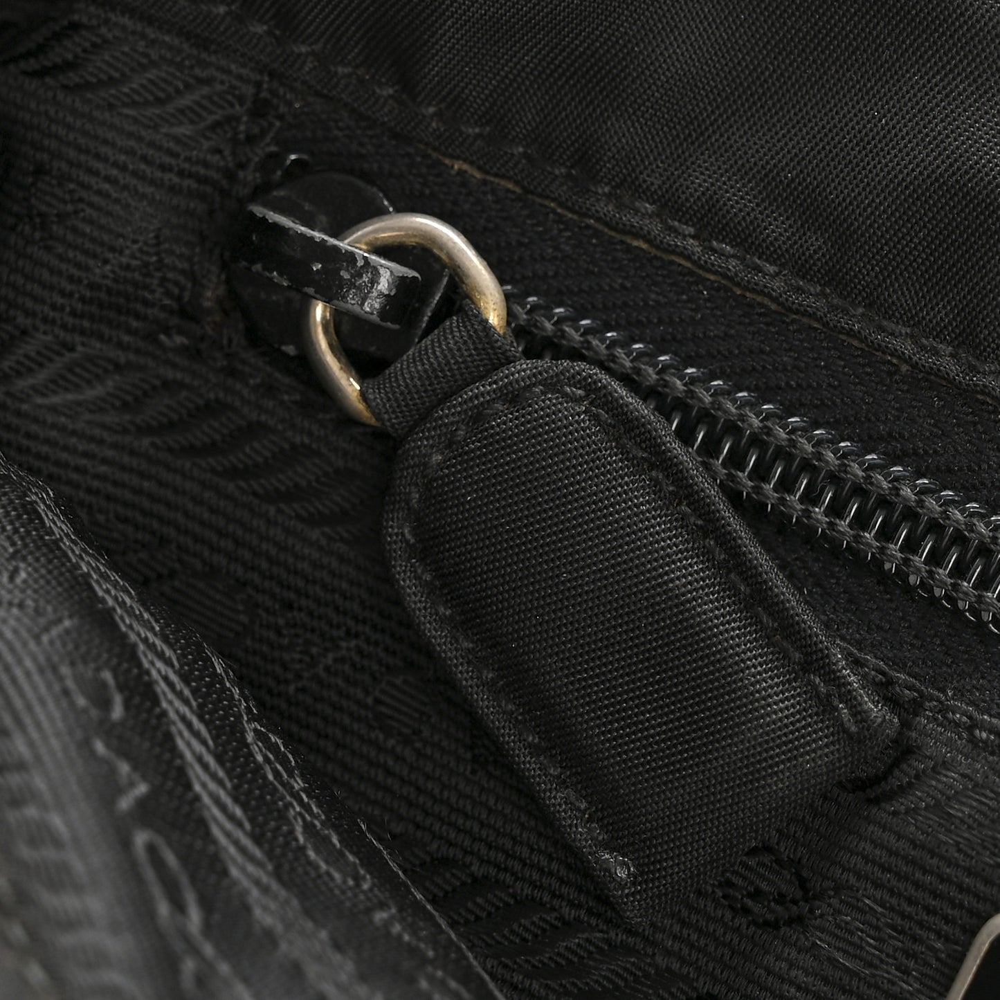 Tessuto Nylon Chain Shoulder Bag Black