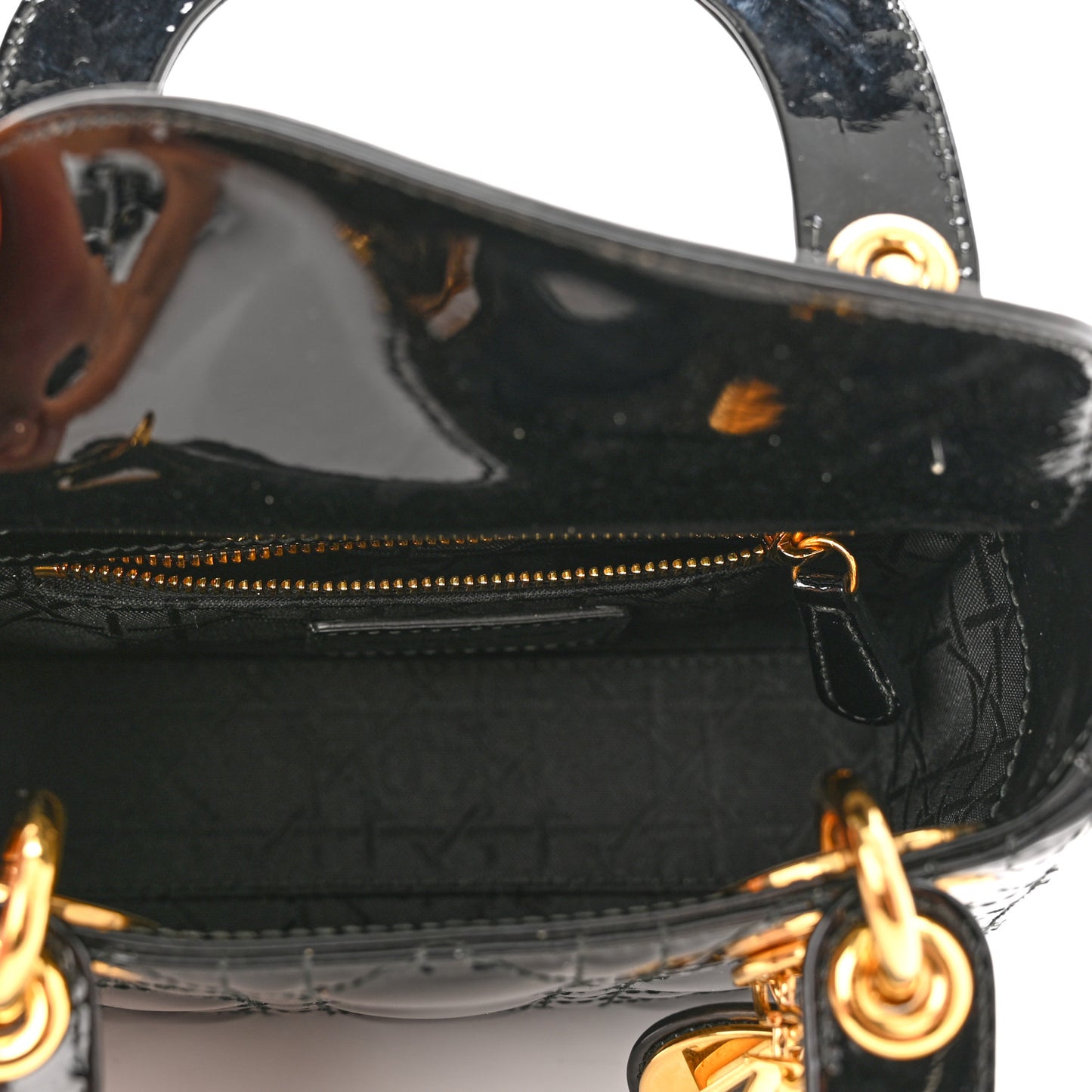Patent Cannage Mini Lady Dior Black
