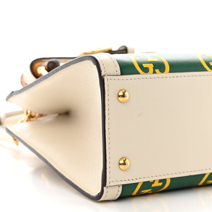 Gucci Azalea Calfskin GG Monogram Bi-Color Debossed Mini Diana Tote Bag Emerald Stone Topaz Mystic White 9 of 10