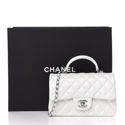 Chanel Iridescent Caviar Quilted Mini Top Handle Rectangular Flap White 11 of 11