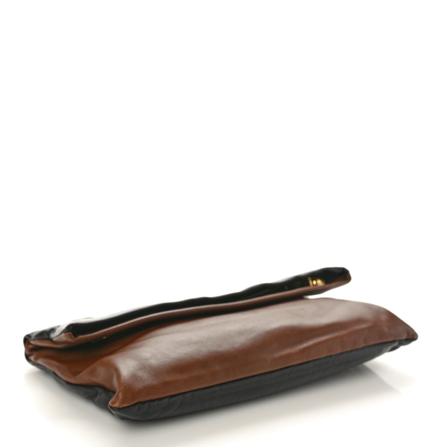 Nappa Fold Over Zip Clutch Cocco Black
