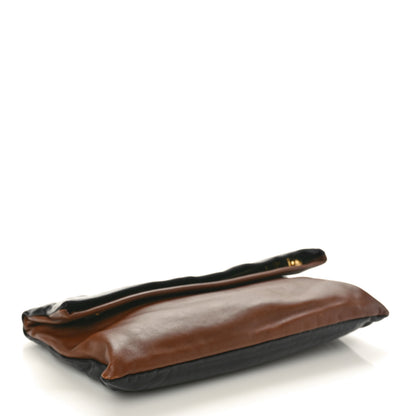 Prada Nappa Fold Over Zip Clutch Cocco Black 4 of 7