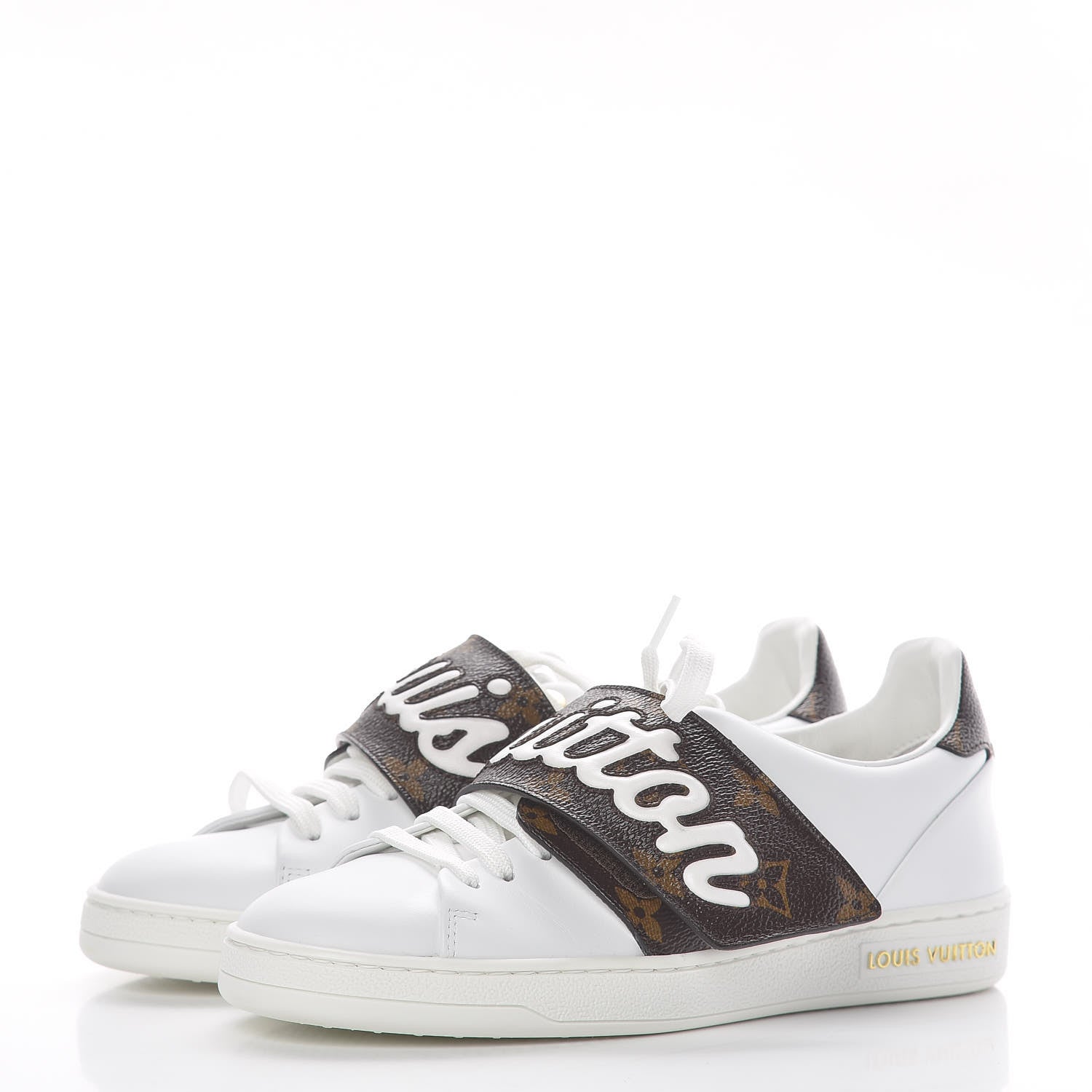 Louis Vuitton Calfskin Monogram Frontrow Sneakers 34 White 3 of 9