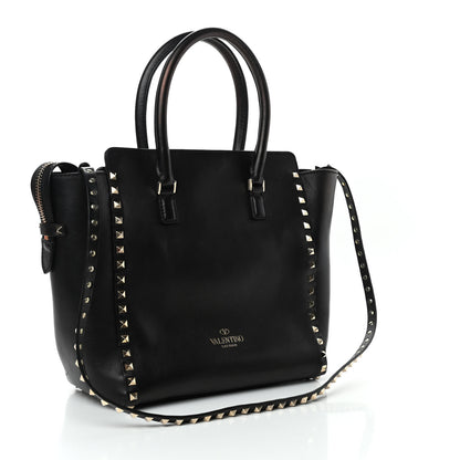 Valentino Garavani Vitello Rockstud Double Handle Tote Black 3 of 9