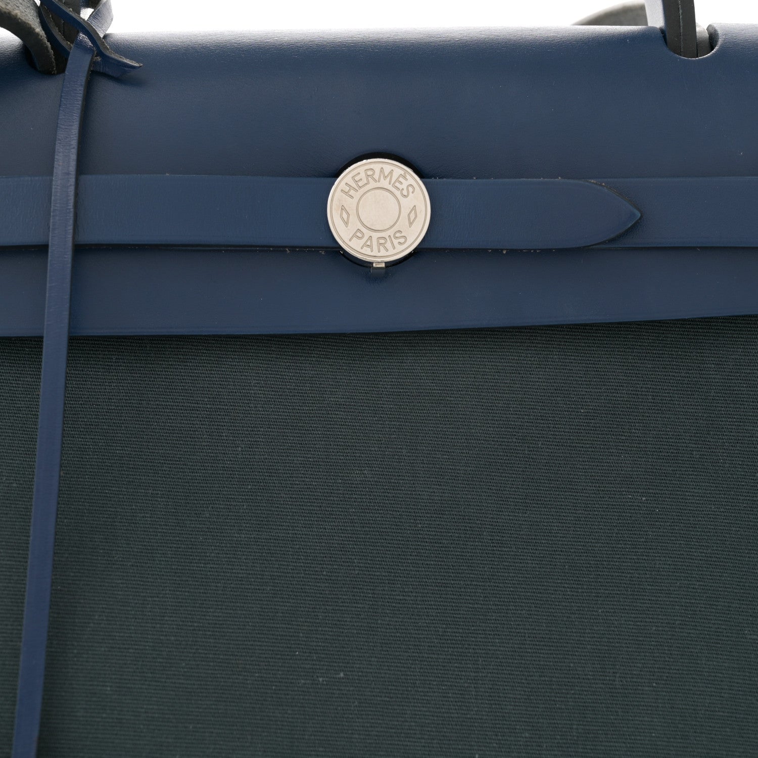 Hermes Vache Hunter Toile Officier Herbag Zip 31 PM Vert Bosphore Bleu Saphir 9 of 13
