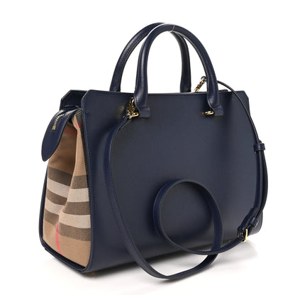 Burberry Calfskin Mega Check Small Banwell Tote Dark Canvas Blue 3 of 9