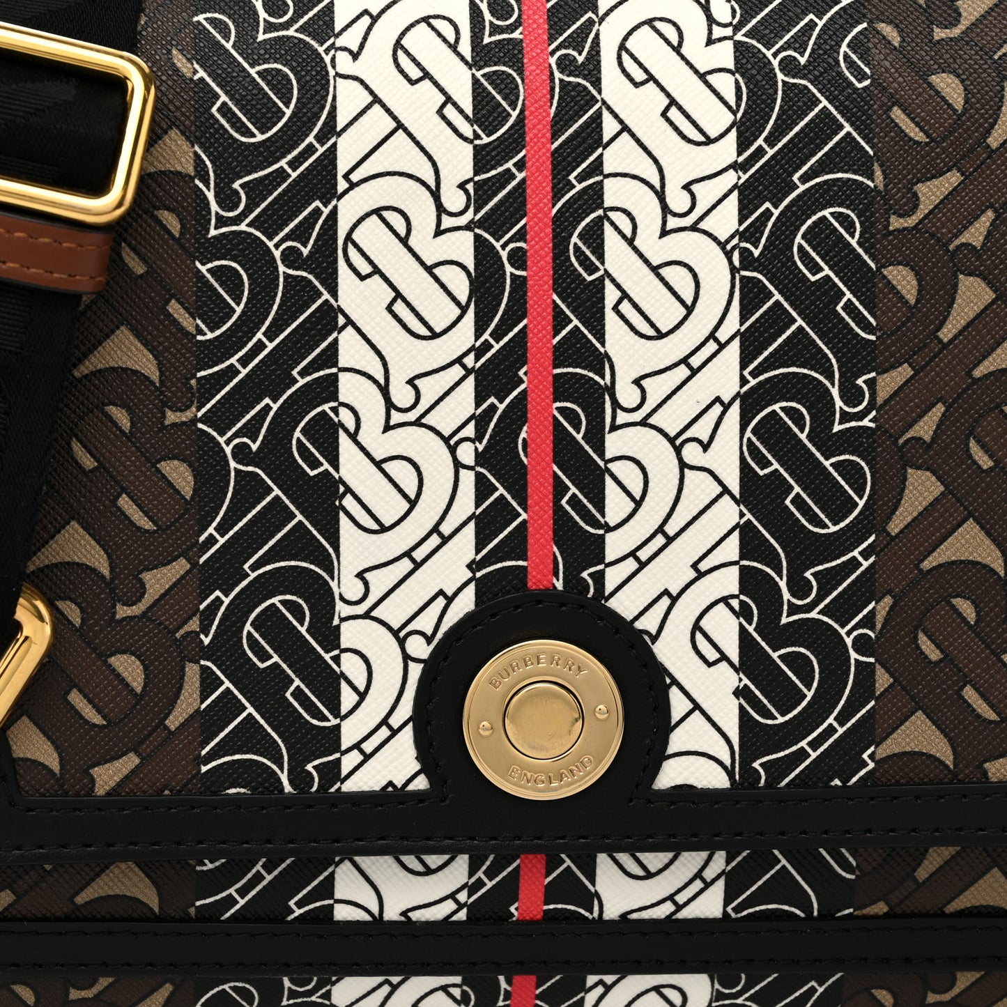 E-Canvas Monogram Stripe Note Crossbody Bag Bridle Brown