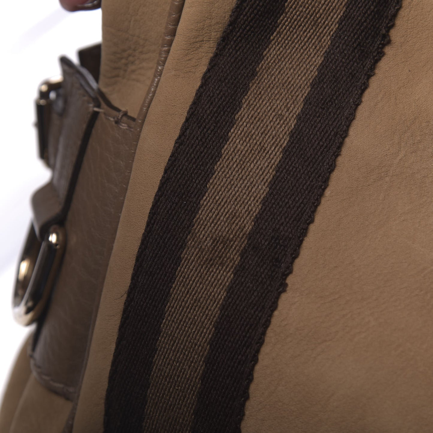 Nubuck Medium Web Heritage Shoulder Bag Taupe