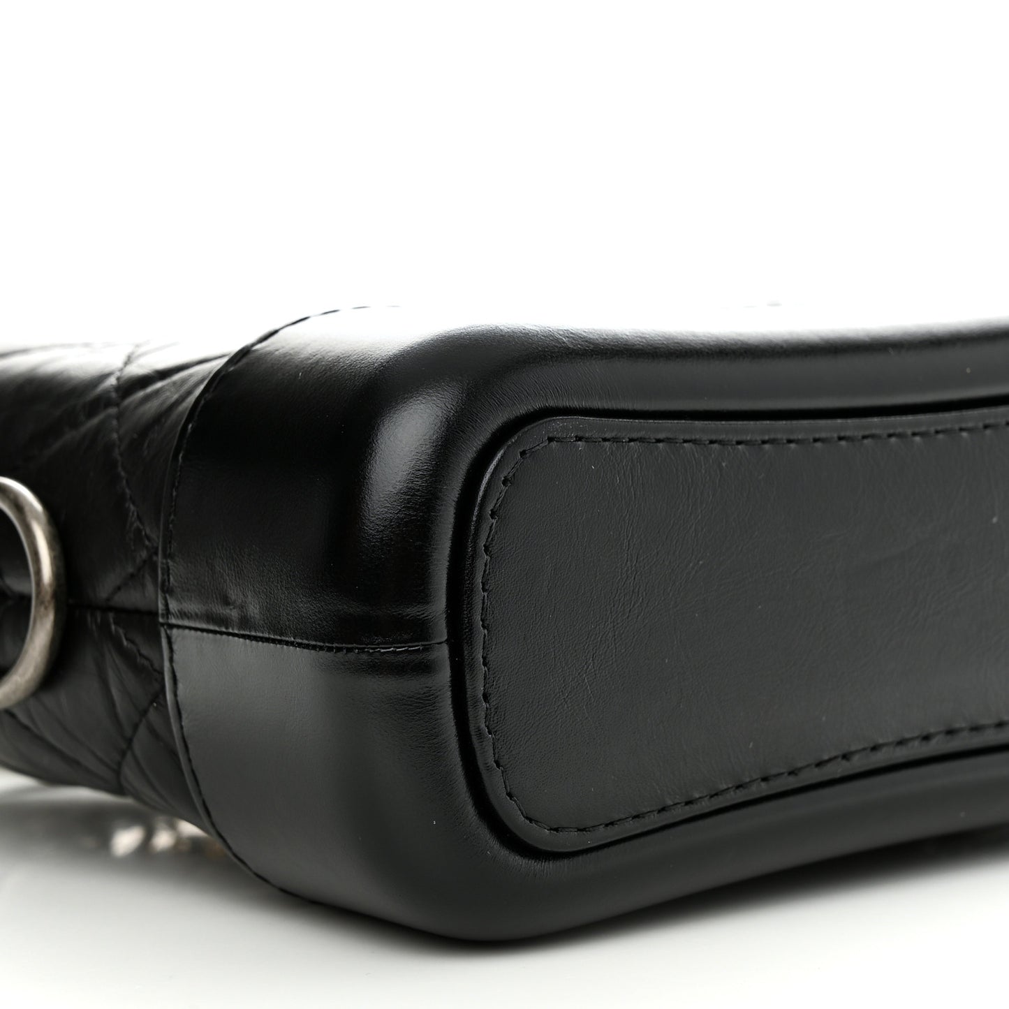 Aged Calfskin Quilted Small Gabrielle Hobo Black