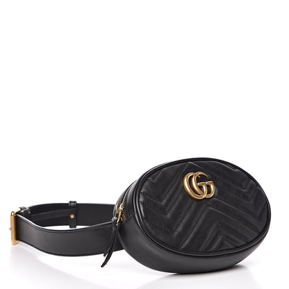 Gucci Calfskin Matelasse GG Marmont Belt Bag 85 34 Black 4 of 10