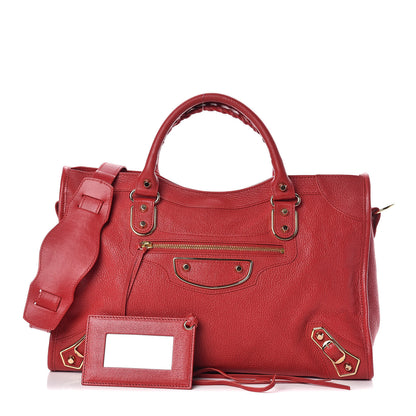 Balenciaga Chevre Gold Metallic Edge Hardware City Rouge Grenade 1 of 10