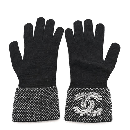 Chanel Cashmere Silk CC Gloves Dark Grey 1 of 3
