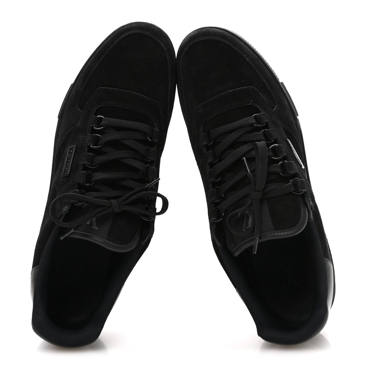 Louis Vuitton Calfskin Suede Mens LV Trainer Sneakers 10 Black 2 of 8