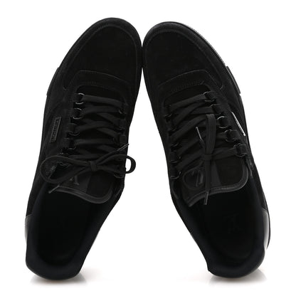 Louis Vuitton Calfskin Suede Mens LV Trainer Sneakers 10 Black 2 of 8