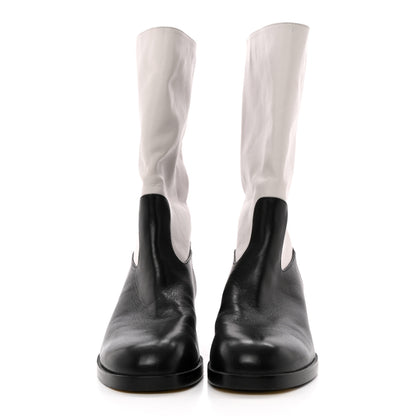 Chanel Calfskin CC Logo Mid Calf Boots 39 Grey Black 2 of 10