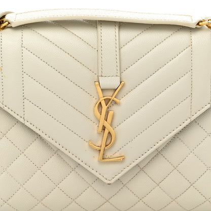 Saint Laurent Grain De Poudre Textured Mixed Matelasse Medium Triquilt Monogram Satchel Crema Soft 8 of 11