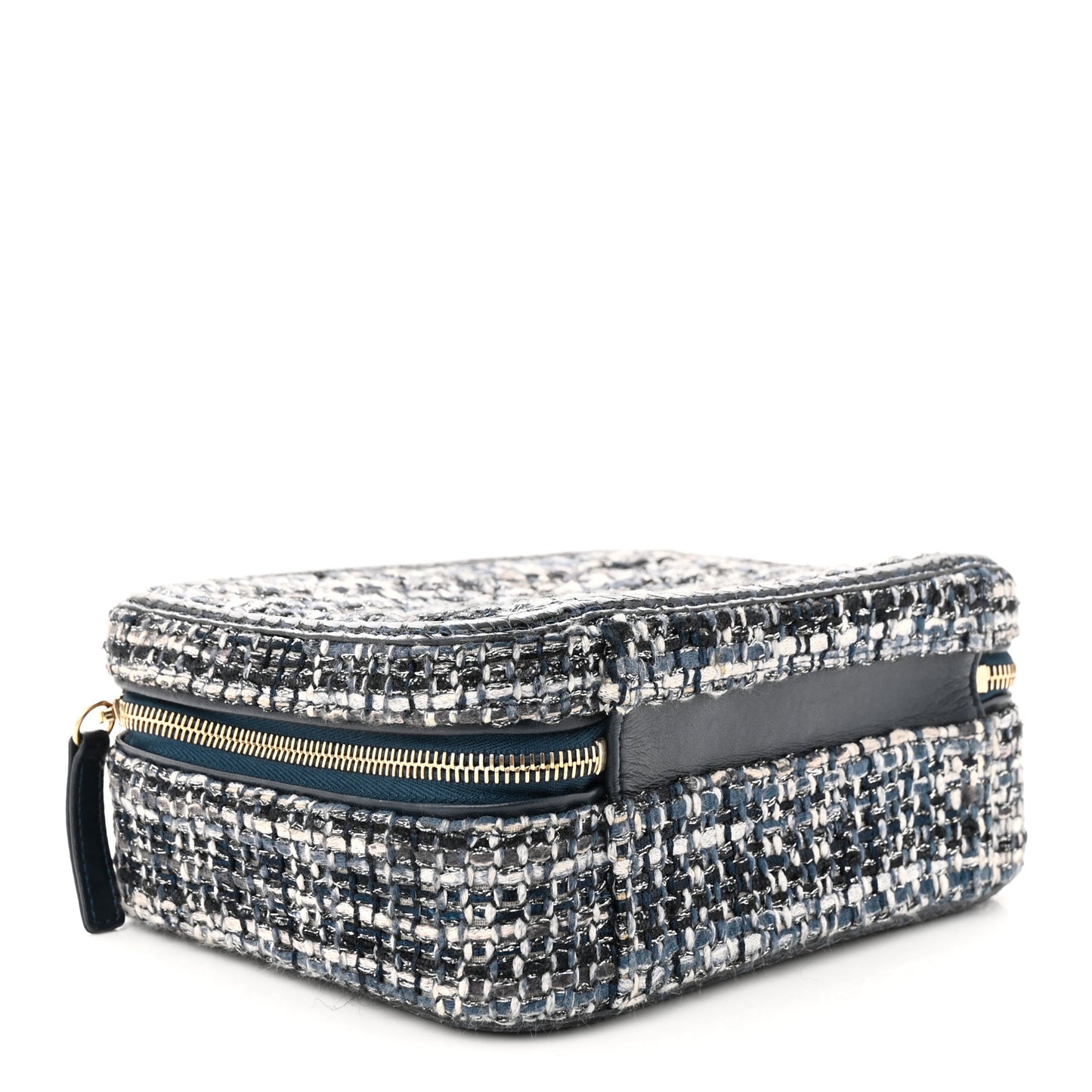 Tweed Snakeskin Quilted Medium CC Filigree Vanity Case Dark Navy