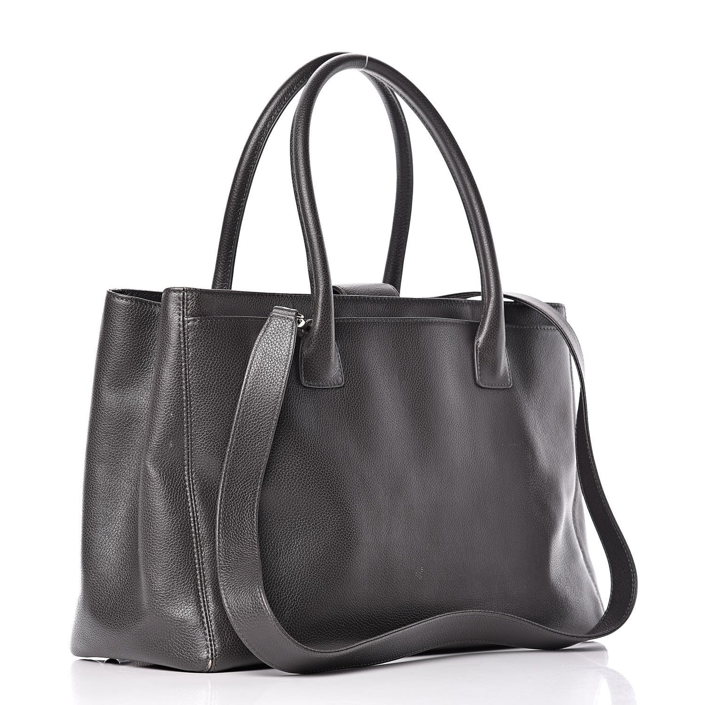 Calfskin Cerf Executive Shopper Tote Dark Grey
