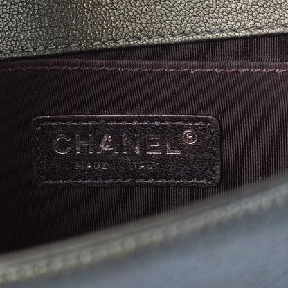 Chanel Iridescent Goatskin Quilted Medium Boy Flap Green 6 of 10