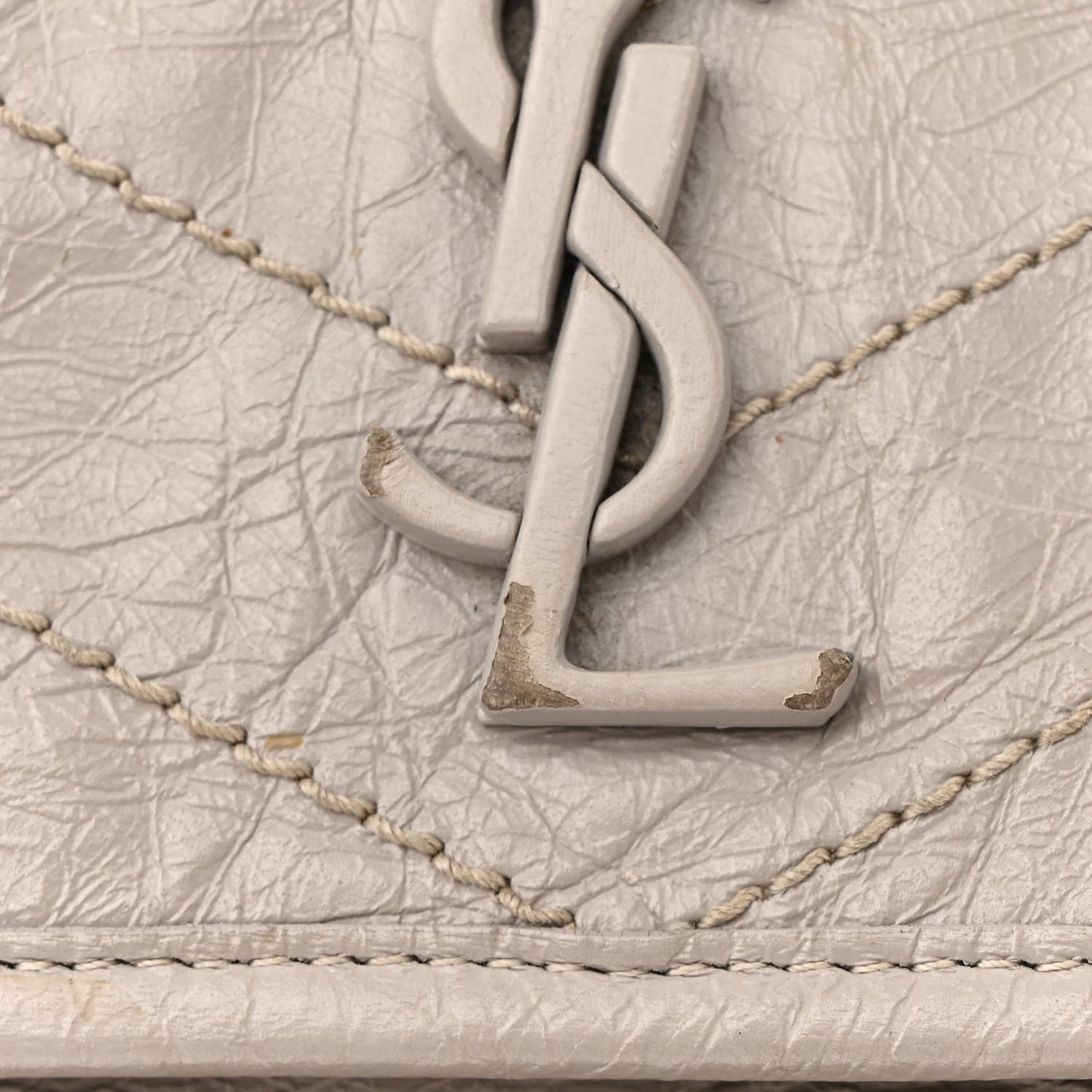 Crinkled Calfskin Matelasse Monogram Baby Niki Chain Satchel Granite