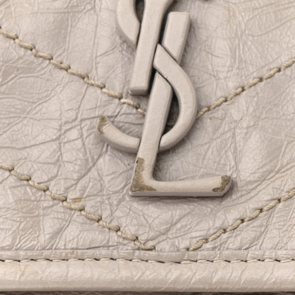 Saint Laurent Crinkled Calfskin Matelasse Monogram Baby Niki Chain Satchel Granite 16 of 23