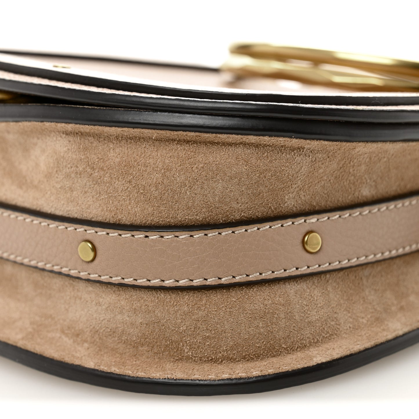 Calfskin Suede Small Nile Bracelet Bag Biscotti Beige