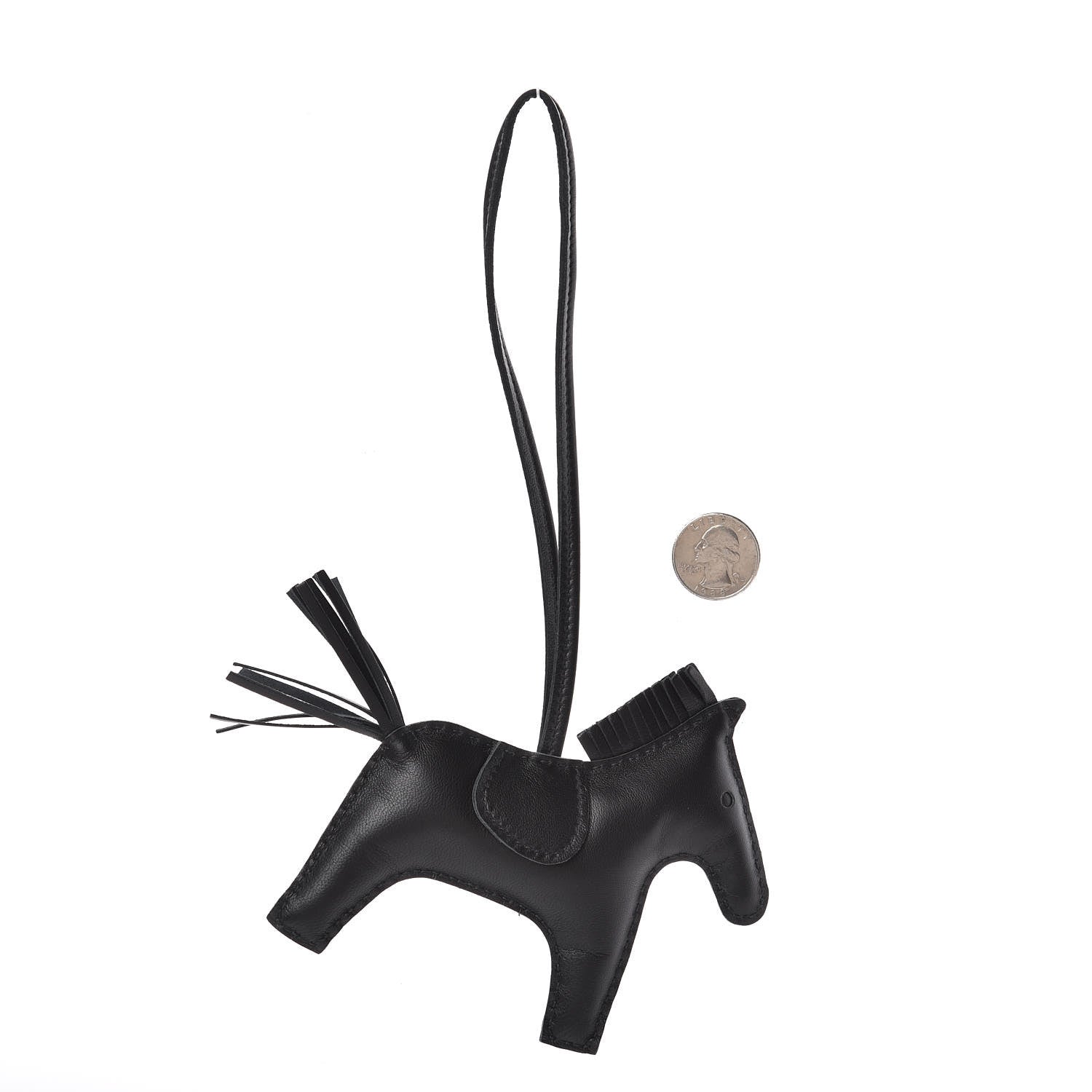 Hermes Milo Lambskin Grigri Rodeo Horse Bag Charm MM So Black 2 of 3