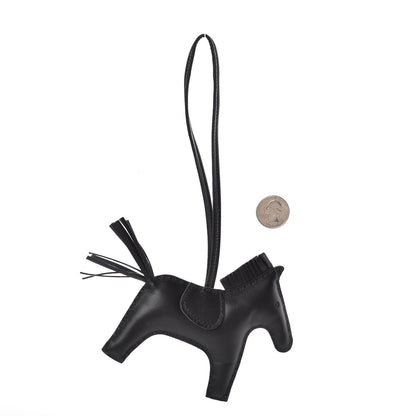 Hermes Milo Lambskin Grigri Rodeo Horse Bag Charm MM So Black 2 of 3