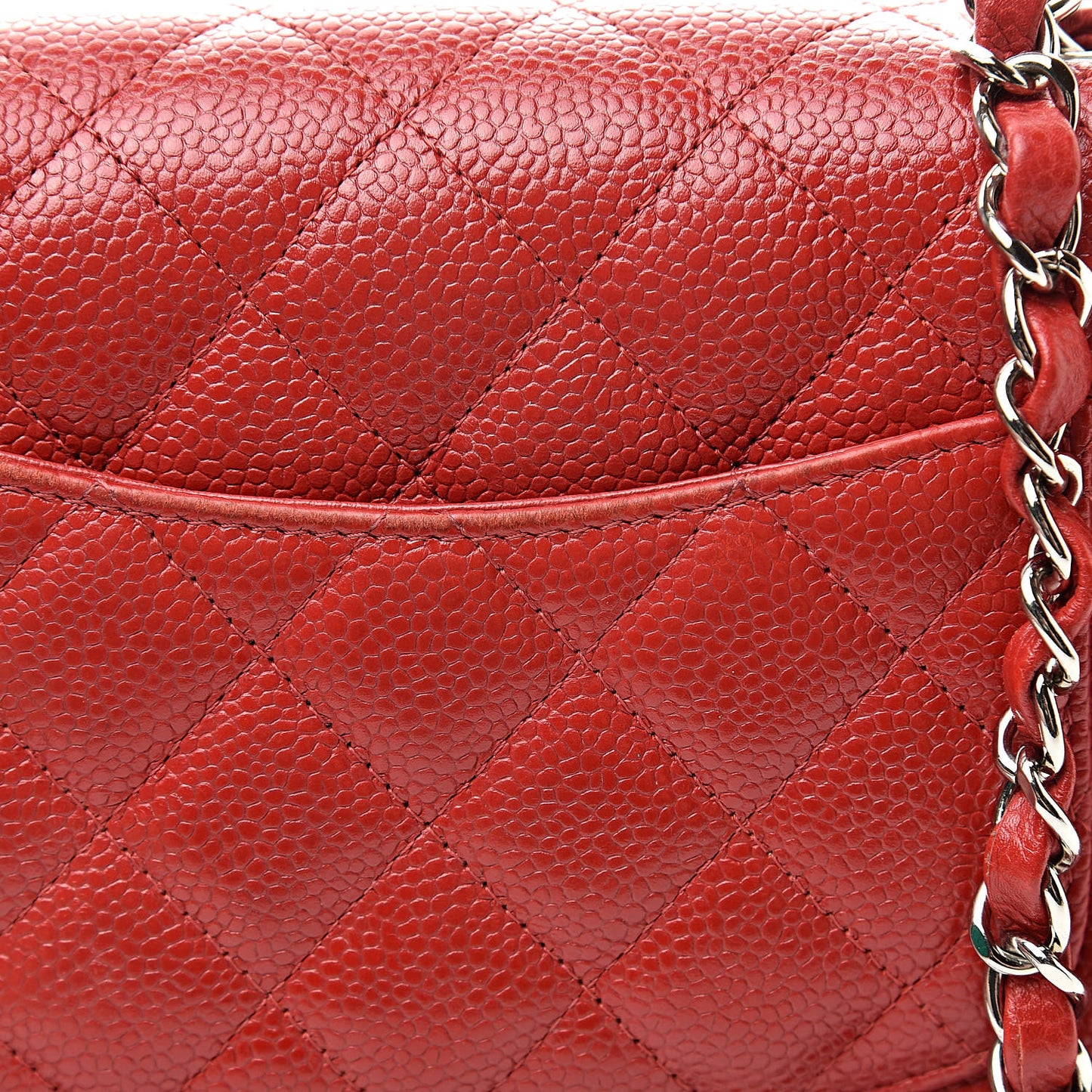 Caviar Quilted Mini Rectangular Flap Red