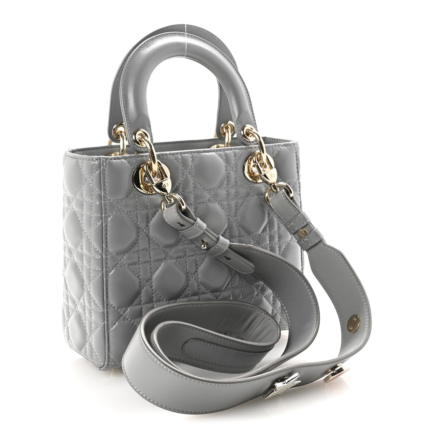 Christian Dior Lambskin Cannage Small My Lucky Badges My Lady Dior Grey 3 of 9