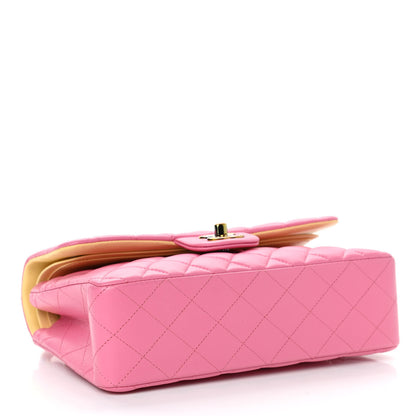 Chanel Lambskin Quilted Small Double Flap Pink Yellow 3 of 5