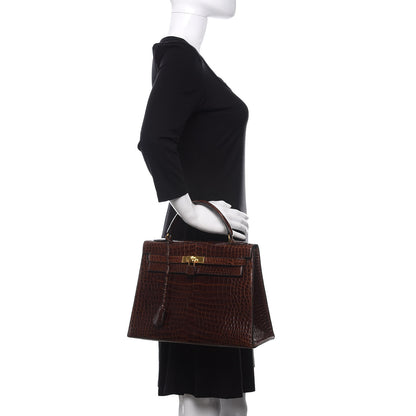 Hermes Shiny Niloticus Crocodile Kelly Sellier 32 Havane 2 of 30