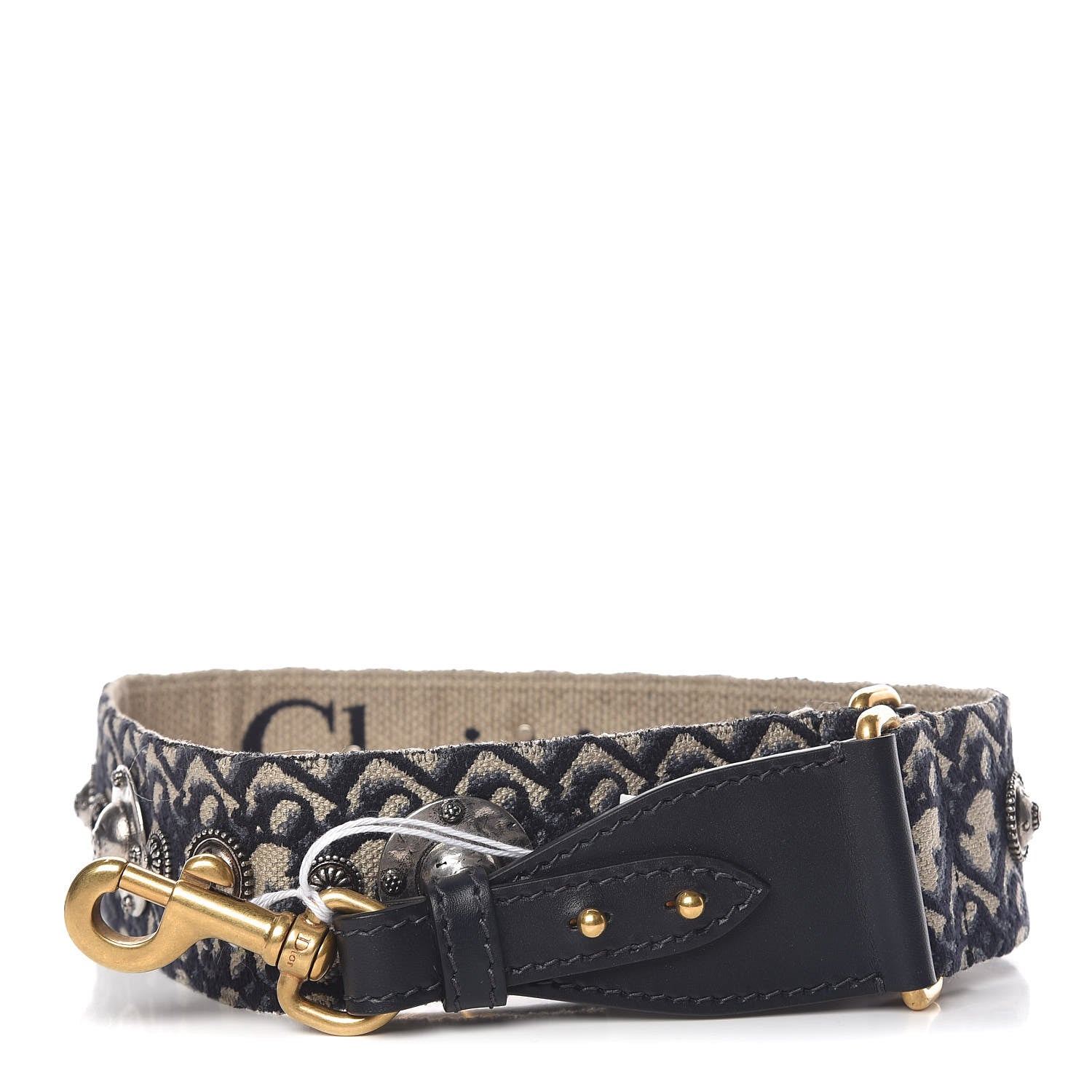 Christian Dior Oblique Studded Shoulder Strap Blue 1 of 4